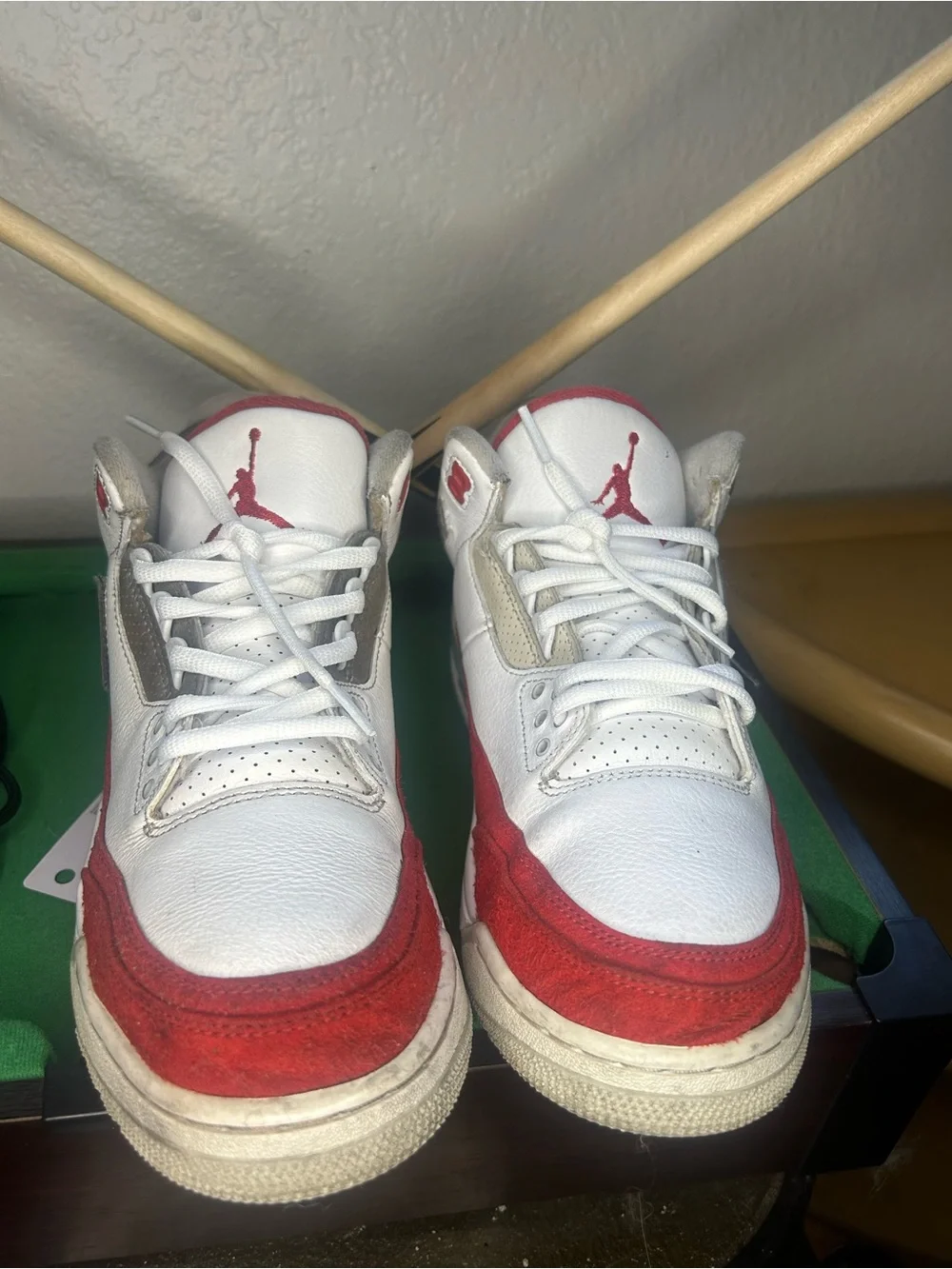 Jordan Men's White and Red High-Top Sneakers